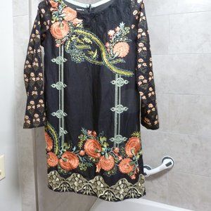Embroidered Long sleeves   Pakistani Kurta /Tunic Sz 8